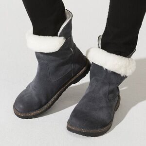 New Birkenstock Uppsala Shearling Gray Suede Leather Ankle Boots Size 37